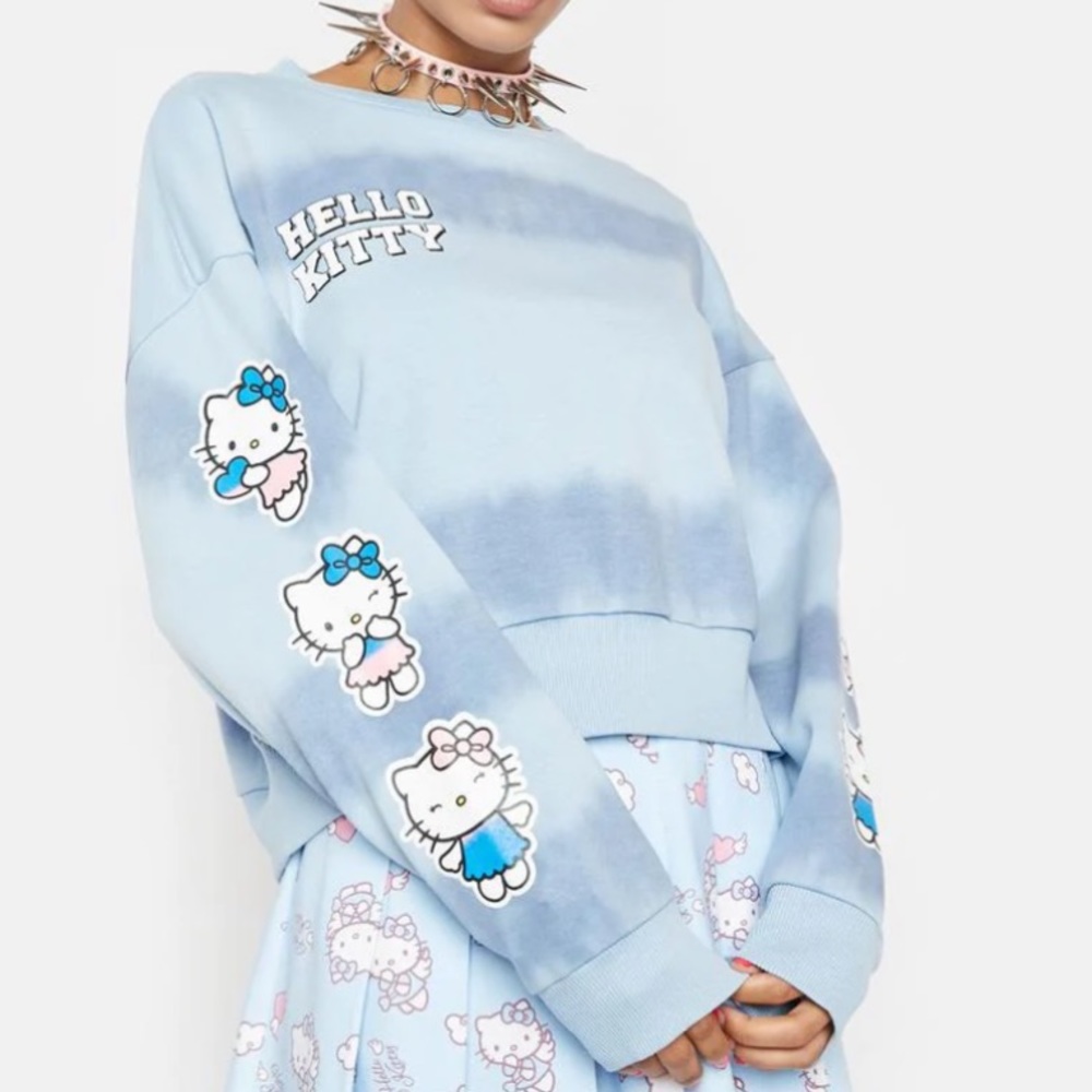hello kitty tie dye crop sweatshirt